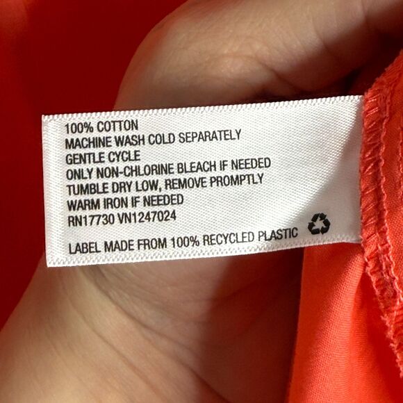 A New Day‎ Womens Blouse XL Orange Coral Eyelet Sheer Light Ruffle Summer Boho - Picture 9 of 11